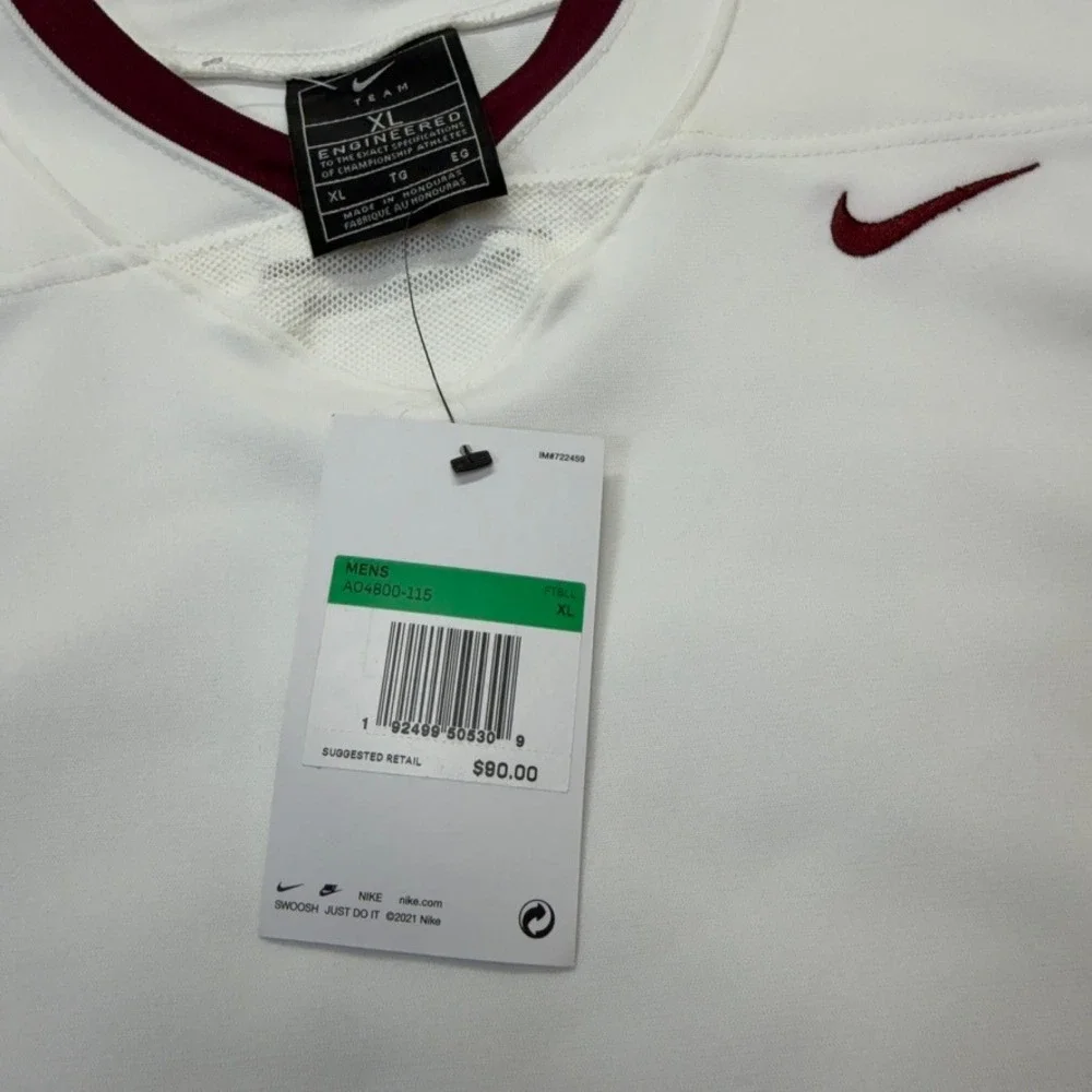 Nike Football Jersey Mens XL White Burgundy Practice Team Engineered NWT